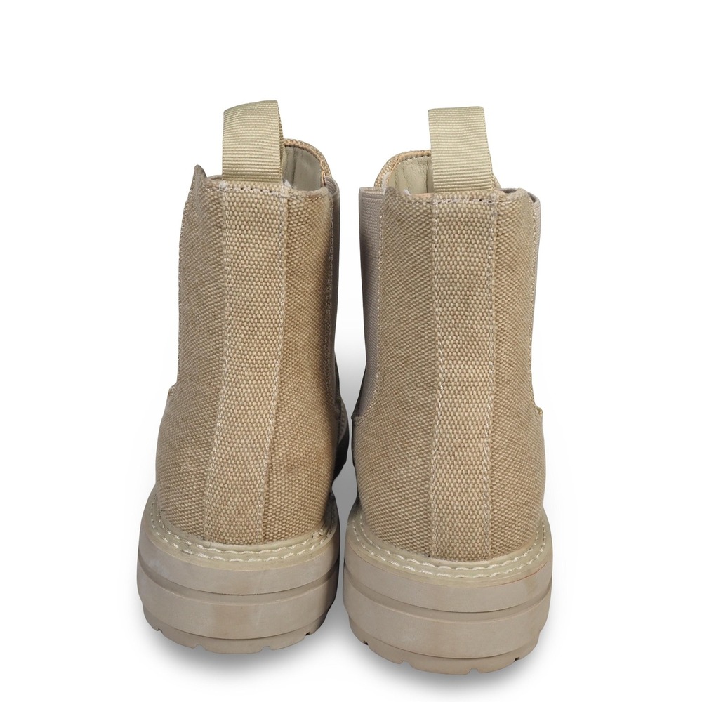 Dune Chase Canvas Chelsea Boots Tan Womens 10 Chunky Lug Sole Ankle Booties - Picture 5 of 11